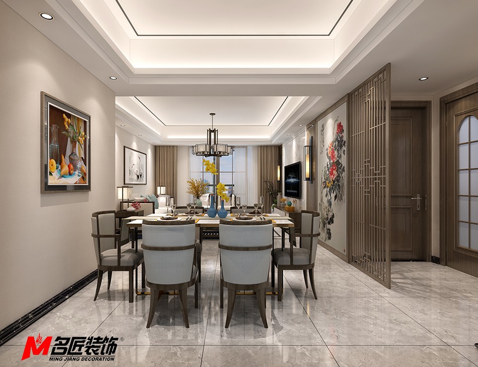 佛山市弘陽(yáng)德商昕悅府新中式風(fēng)格三居室裝修案例